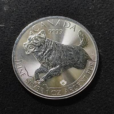 【全场包邮】纯粹捡漏拍479场（免费代拍第16场） - 加拿大2018年5元狼1盎司（38毫米31.1克）9999纯银币
