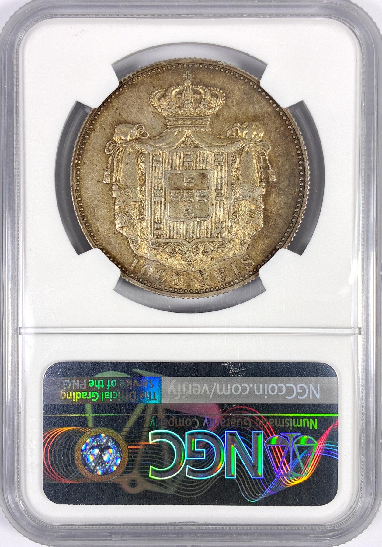 【雨安】【世界币章116期-评级币专场】2025-11-22 周六 19:30 保真【直播拍卖】 [评级欧洲] Portugal 葡萄牙 1000瑞斯 1899年 卡洛斯一世  NGC-AU58