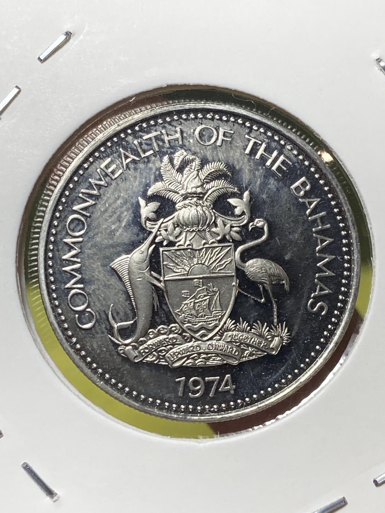 2025年第一百三十场(总第一百五十六场）外国好品纸夹散币场(免佣金) 好品–巴哈马🇧🇸1974年25分(第四套首发年)