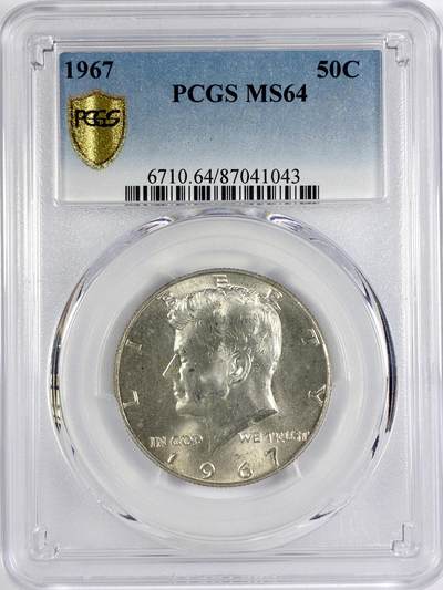 【雨安】【世界币章116期-评级币专场】2025-11-22 周六 19:30 保真【直播拍卖】 - [评级美洲] USA 美国 50美分 KM#0202a (1965-1970) 肯尼迪 半美元 1967年  PCGS-MS64