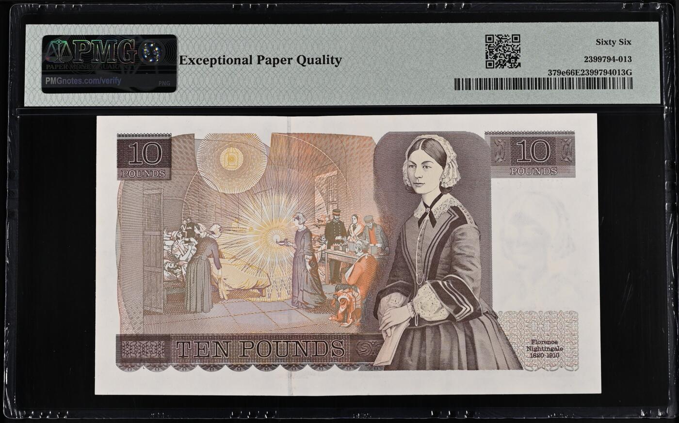 《外钞收藏家》第五百八十六期（品种丰富、精品多）（本平台长期征集拍品、欢迎藏友们联系合作） 1988-91年英国D序列10镑 PMG66 豹子号555 BWC版