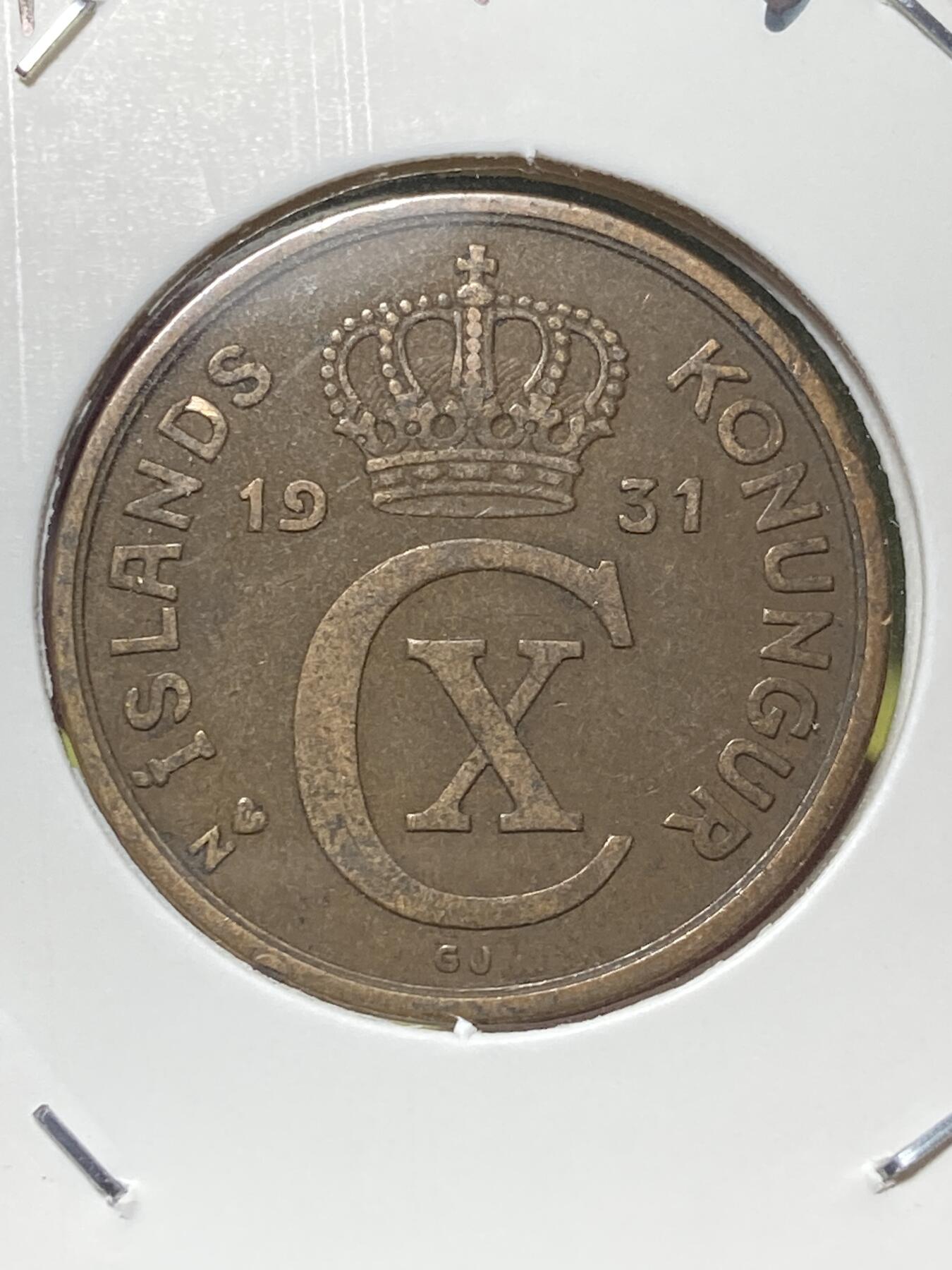 2025年第一百三十场(总第一百五十六场）外国好品纸夹散币场(免佣金) 少见品种–丹属冰岛王国🇮🇸1931年2奥拉(克里斯蒂安十世时期，N–GJ版，关门年仅发行2年)