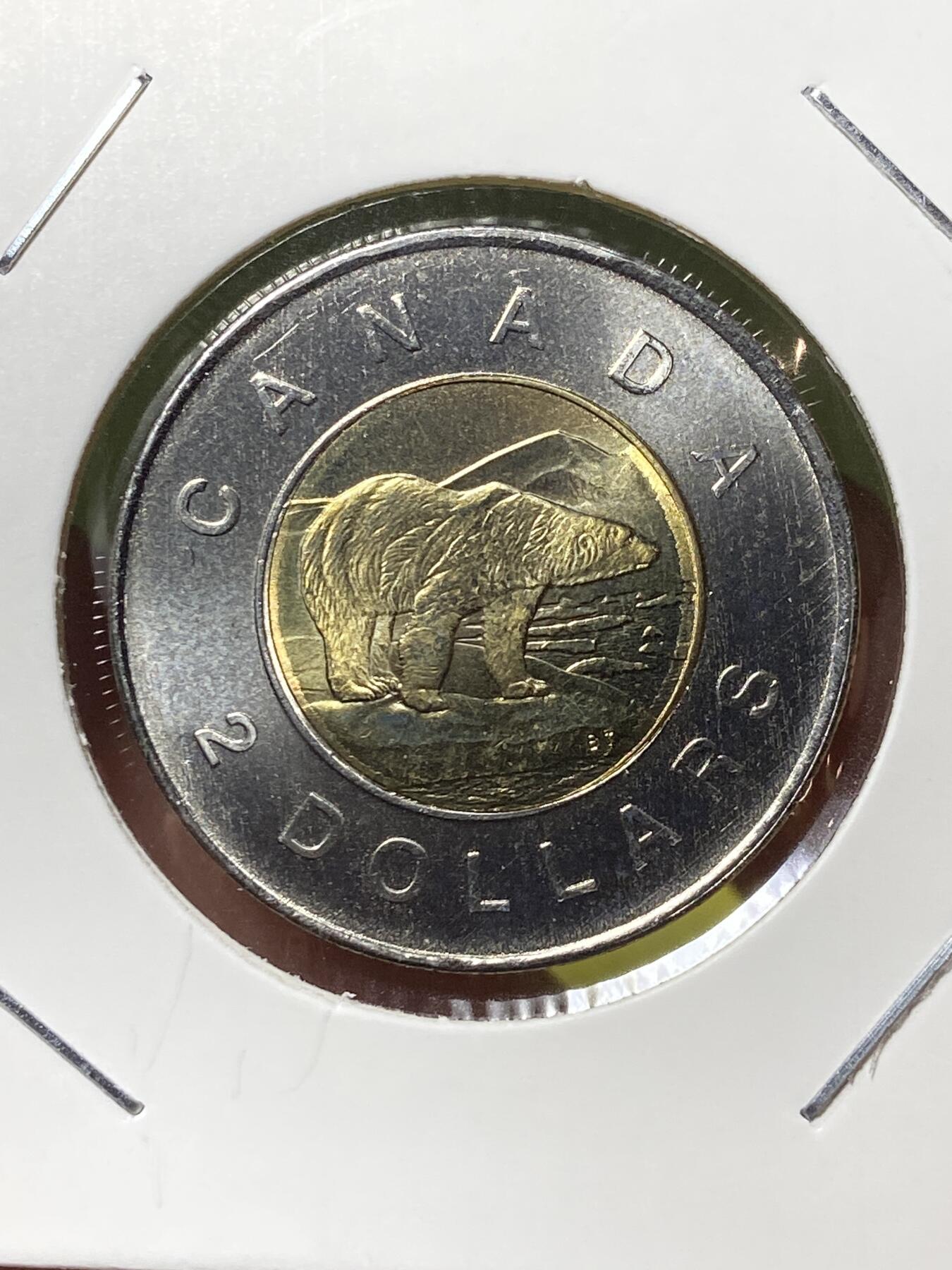 2025年第一百三十场(总第一百五十六场）外国好品纸夹散币场(免佣金) 好品–加拿大🇨🇦2008年2元(伊丽莎白二世老年，枫叶标)