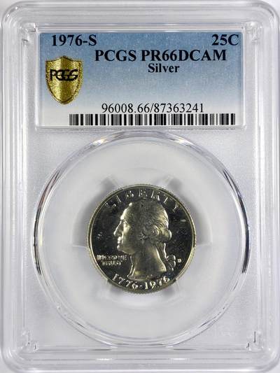 【雨安】【世界币章116期-评级币专场】2025-11-22 周六 19:30 保真【直播拍卖】 - [评级美洲] USA 美国 25美分 KM#0164 (1932-1964) 华盛顿 1976年S PCGS-PR66DCAM
