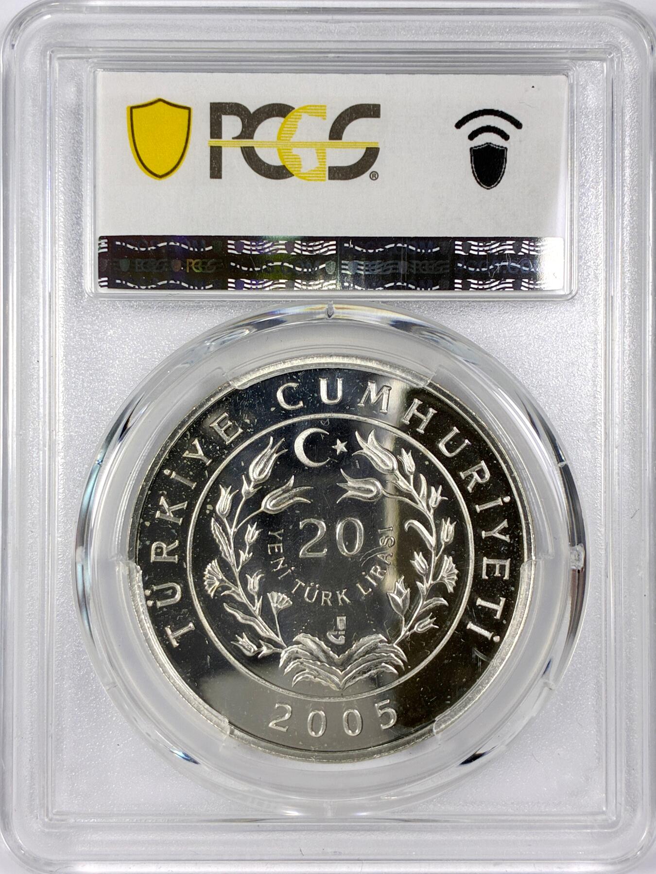 【雨安】【世界币章116期-评级币专场】2025-11-22 周六 19:30 保真【直播拍卖】 [评级现代] Turkey 土耳其 20里拉 2005年 熊 PCGS-PR66DCAM