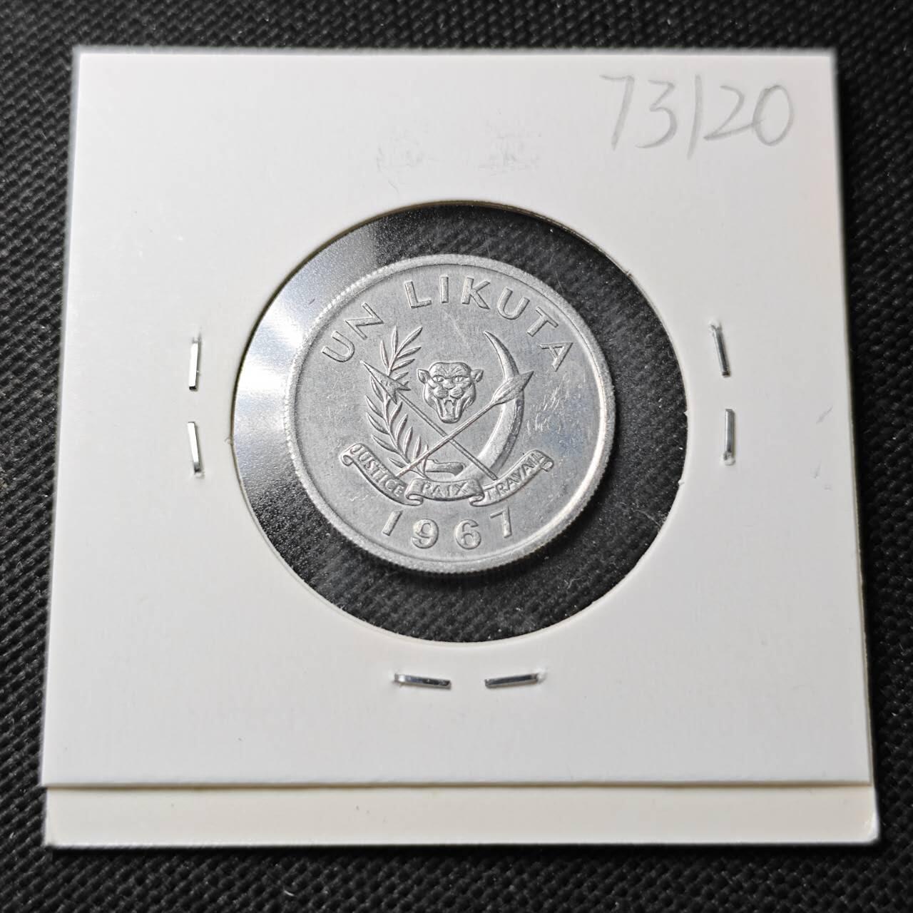 KK钱币收藏小铺  第373场  2月预留时间 周末发货  1967刚果1K