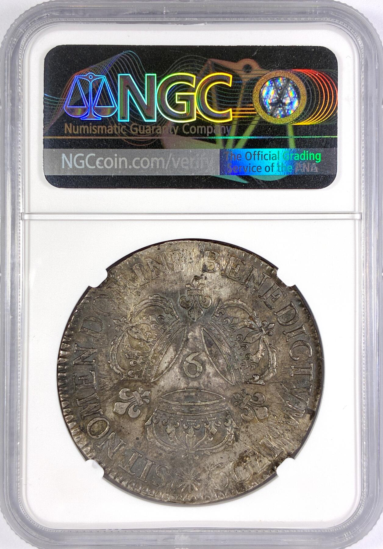 【雨安】【世界币章116期-评级币专场】2025-11-22 周六 19:30 保真【直播拍卖】 [评级法国] France 法国 1埃居 KM#0386 DAV-1324 (1709-1715) 路易十四 三皇冠 1709年  NGC-AU 深打 细节非常好