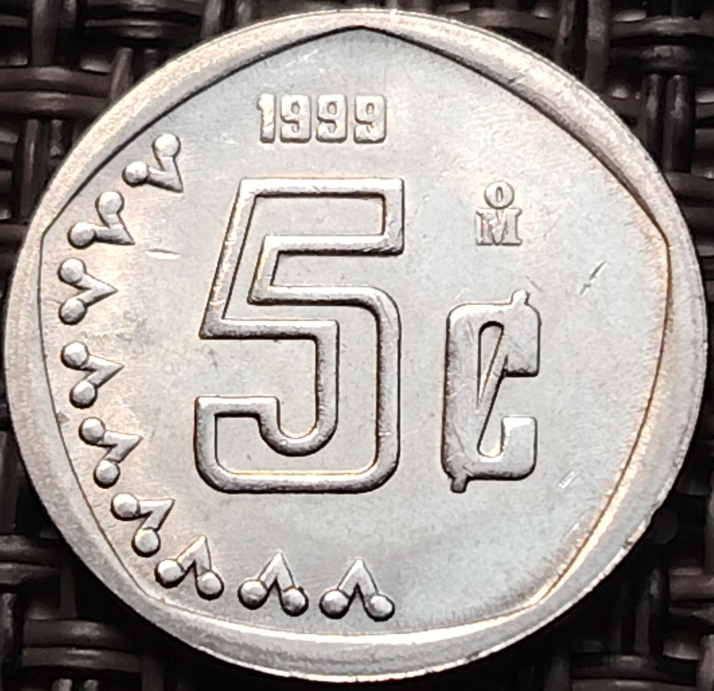 布加迪🐬～世界钱币(上海)🌾第 260 期 /  各国套币和散币 墨西哥🇲🇽 1999 年 5c