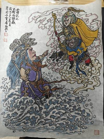 天玑星卡拍第140期《11.20周四截拍》持续收拍收评中 满赠卡需备注 - 【手绘画】大战九头虫 画家吕冬 A3尺寸左右