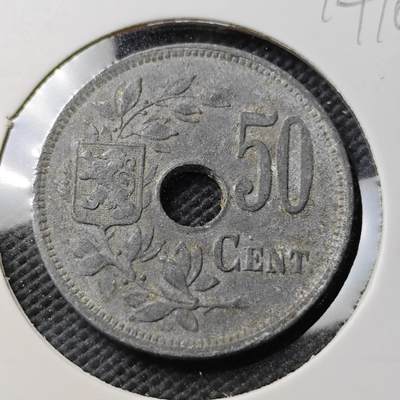 KK钱币收藏小铺  第374场  2月预留时间 周末发货 -  1918德占比利时50分