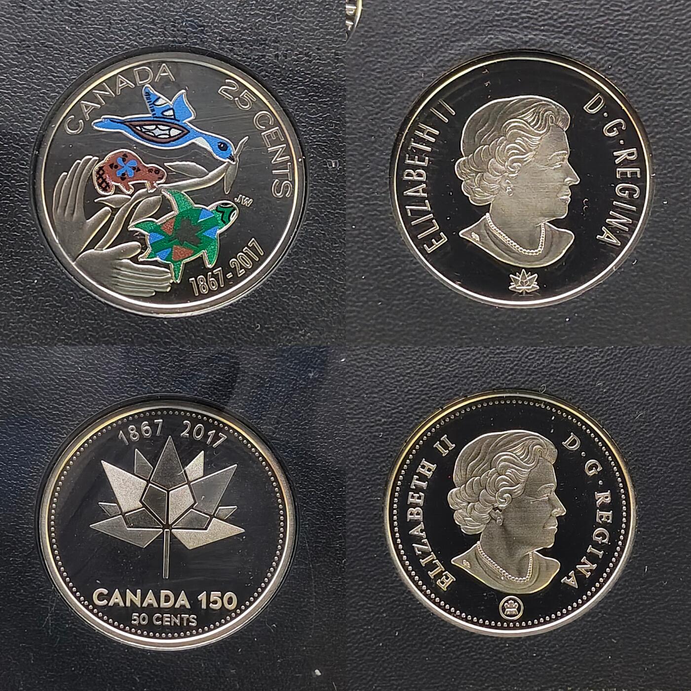 【全场包邮】纯粹捡漏拍479场（免费代拍第16场） 加拿大2017年联邦150周年彩色精制纪念套币-含联邦150周年（36毫米23.2克）彩色精制999纯银纪念币-盒证全