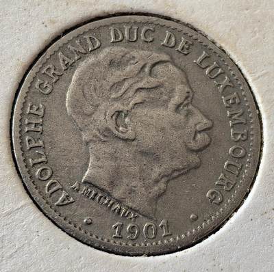 外国优质老铜币银币，周六九点倒数截拍，满百包邮，可寄存半年，喜欢朋友微信扫描二维码可直接参拍 - 欧洲老藏家纸夹-卢森堡1901年5分