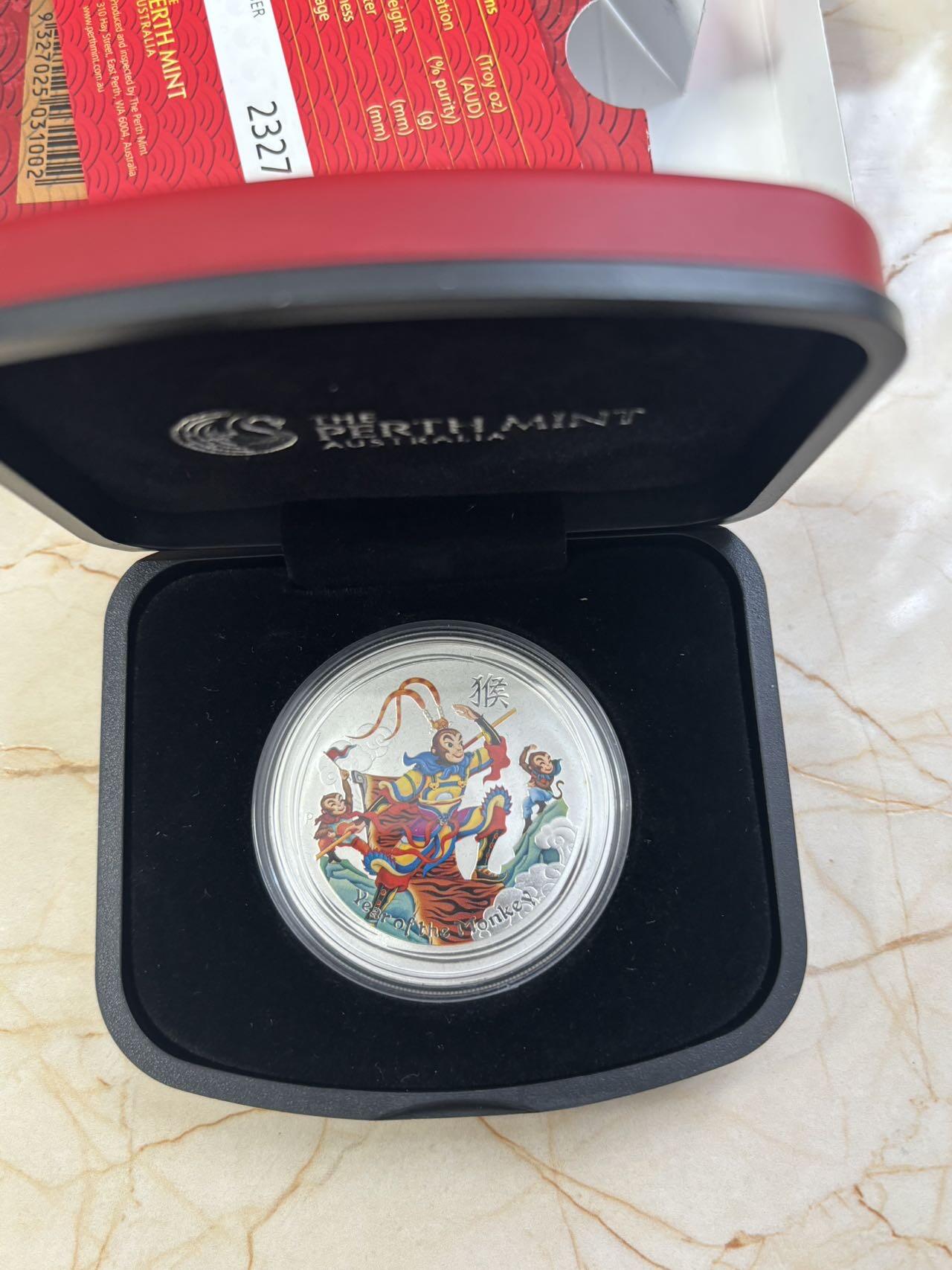 第182期拍卖 澳大利亚2016年中国生肖系列猴年美猴王彩色银币，999银，发行100000枚