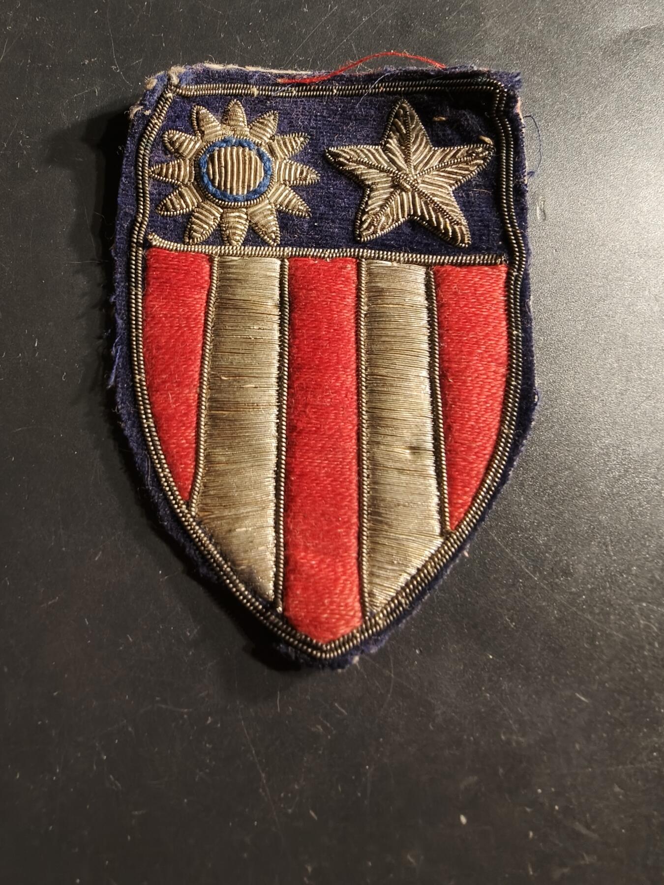 老王徽章第164期  美国二战中缅印战区臂章    军官金属丝刺绣版本