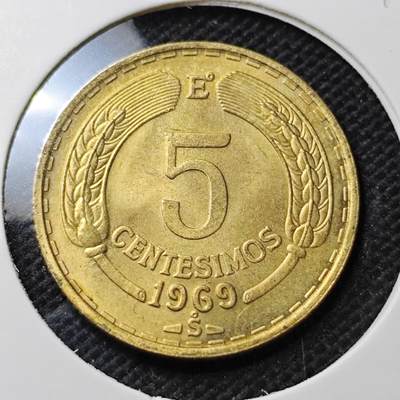 KK钱币收藏小铺  第374场  2月预留时间 周末发货 -  1969智利5分铜币 好品