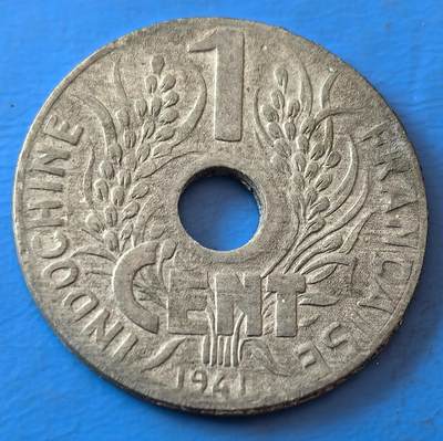 外国优质老铜币银币，周六九点倒数截拍，满百包邮，可寄存半年，喜欢朋友微信扫描二维码可直接参拍 - 法属印支1941年壹分