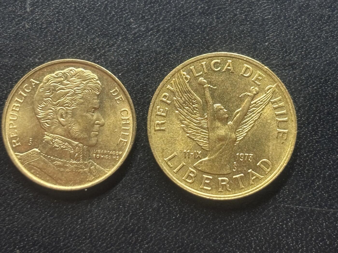 邮泉阁限时拍卖第三十六场 美洲硬币专场（硬币在国外。请付邮费6元。） 智利1989年2枚