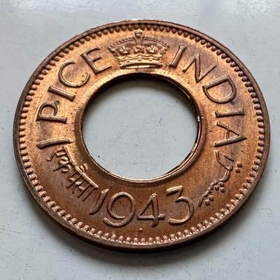 🌹外币初藏🌹🐯2025年第130场  每周二四六晚8️⃣点 接代拍 - 印度1943年1派沙 原光品c