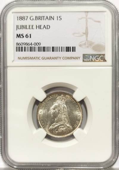博洋堂世界钱币拍卖第147期（全场包邮） - NGC MS61 英国1887年维多利亚1先令 正反都有漂亮的转光