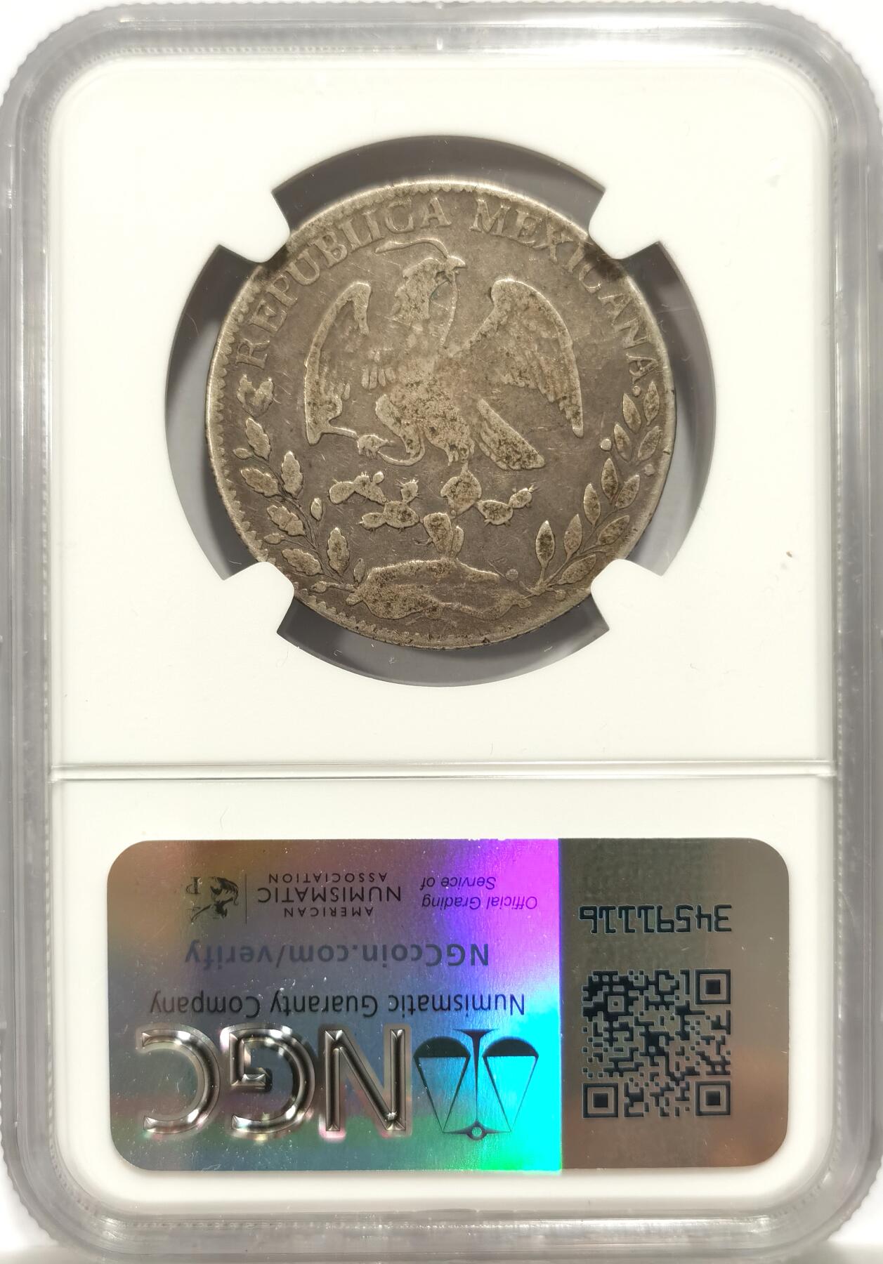 博洋堂世界钱币拍卖第147期（全场包邮） NGC VF 墨西哥1863年GO YF版4R鹰洋半圆银币，远比8R要少