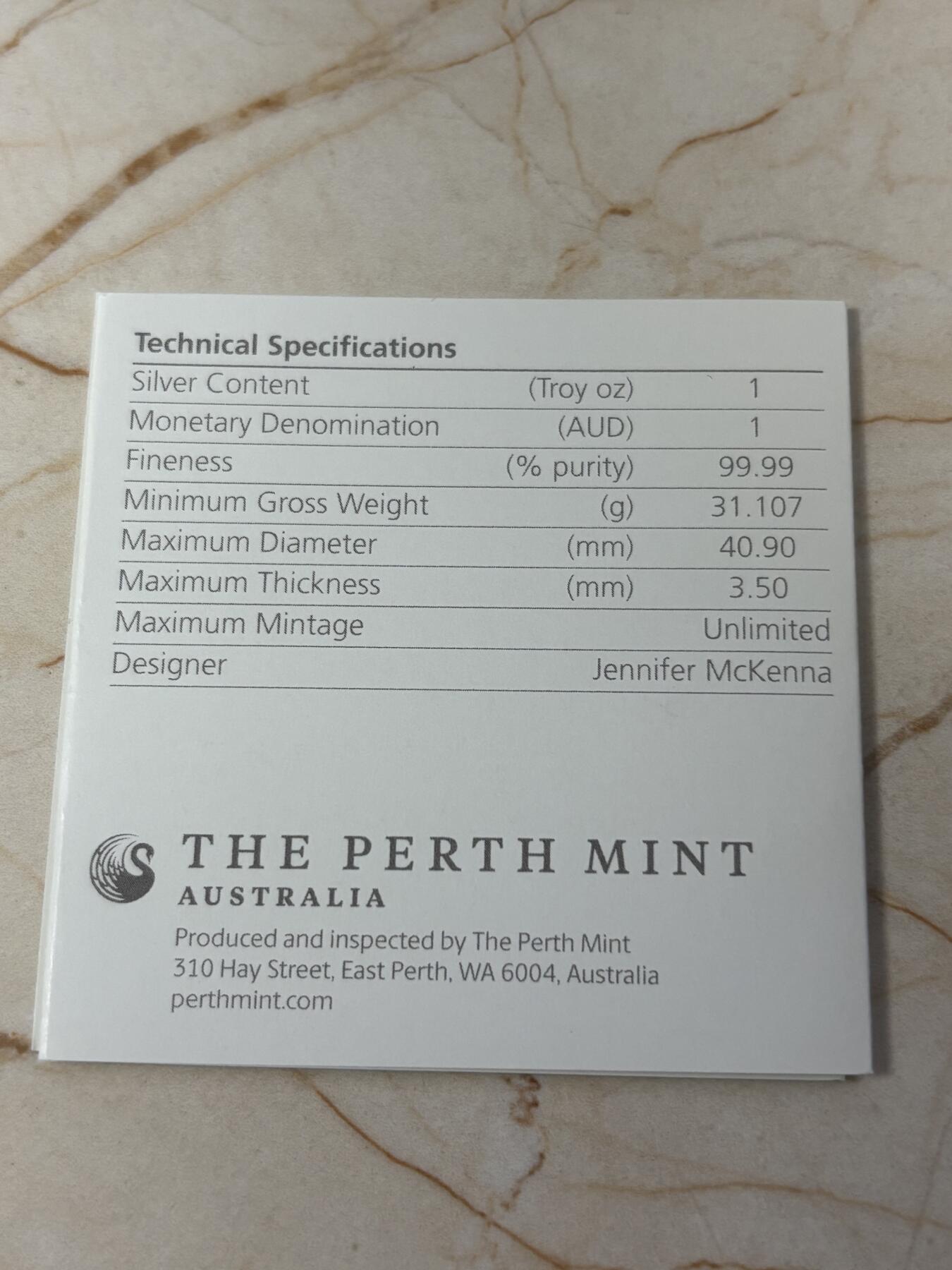 第182期拍卖 澳大利亚2024年爱情婚礼1盎司精制纪念银币，9999银