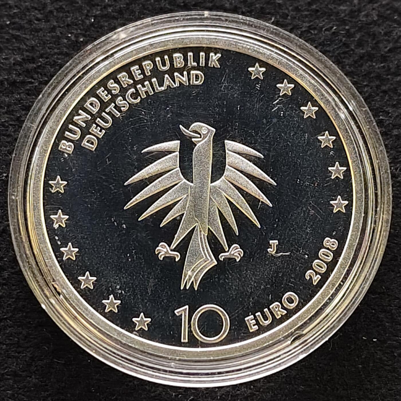 【全场包邮】纯粹捡漏拍479场（免费代拍第16场） 德国2008年10欧元戈赫·福克二号（32.5毫米18克）精制纪念银币