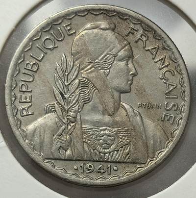 外国优质老铜币银币，周六九点倒数截拍，满百包邮，可寄存半年，喜欢朋友微信扫描二维码可直接参拍 - 法属印支1941年20分双点S版