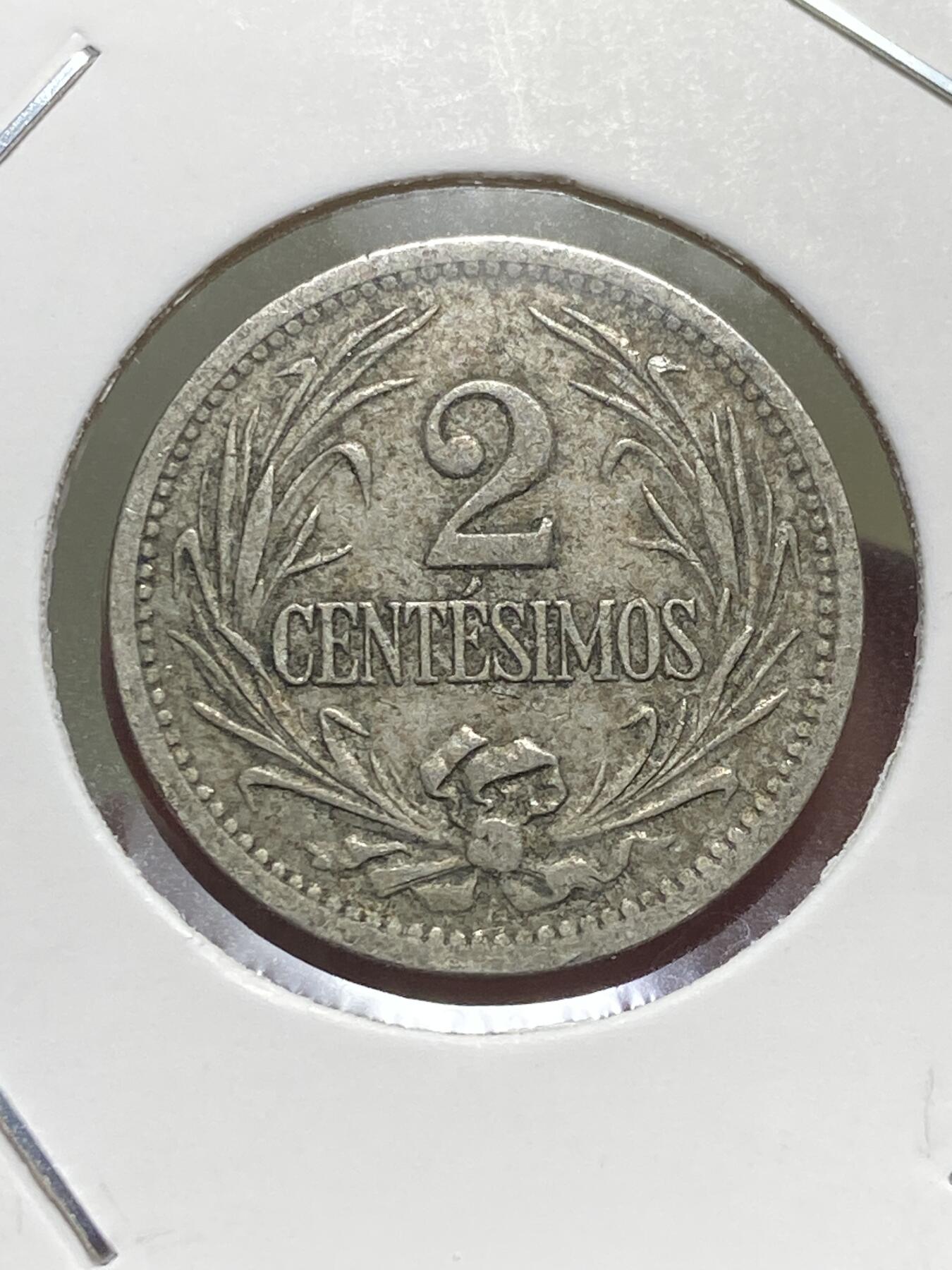 2025年第一百三十一场(总第一百五十七场）外国好品纸夹散币场(免佣金) 少见–乌拉圭🇺🇾1901年2分(A标，德国亚伦·赫希父子公司造)