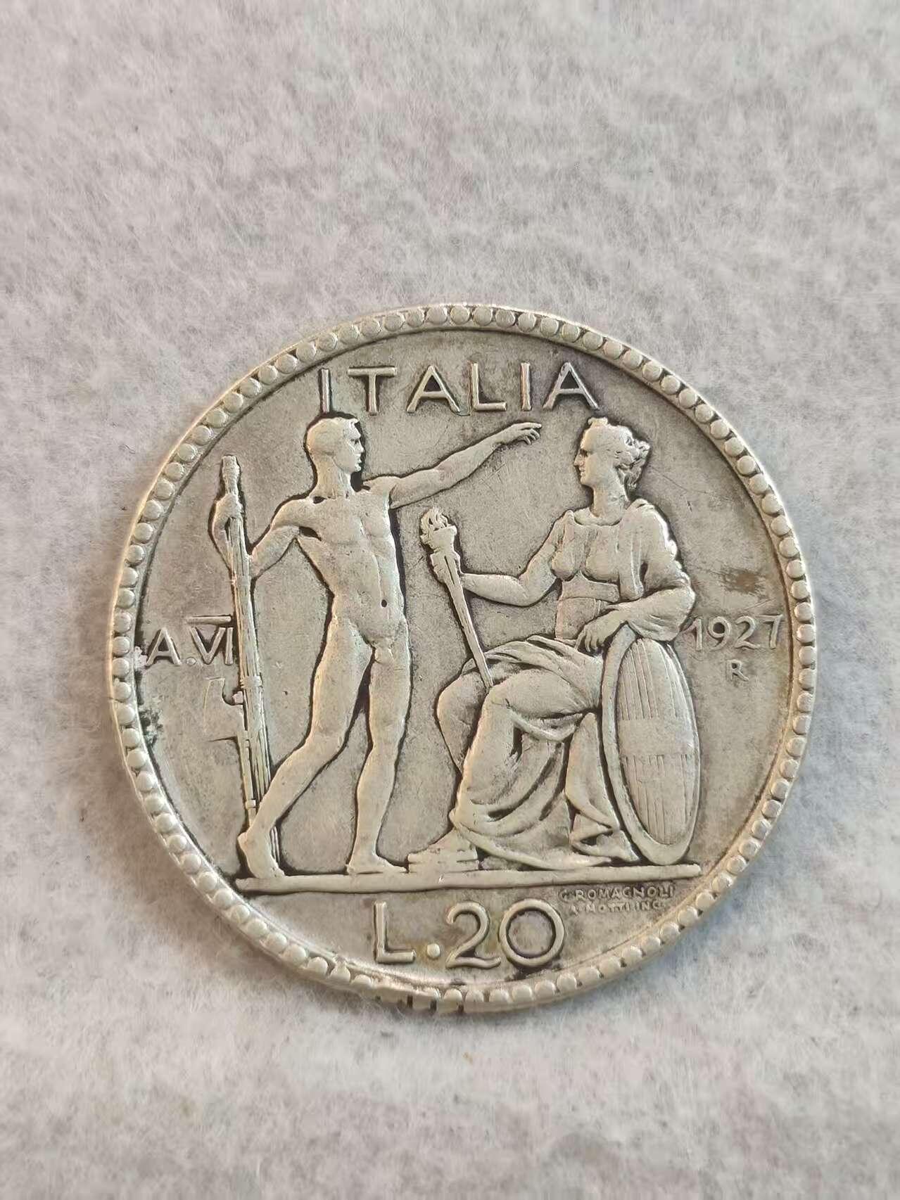 G&W世界散币，银币处理专场（第37场） 意大利1927年20里拉  银币  维托里奥 埃马努埃莱三世  边齿有焊点