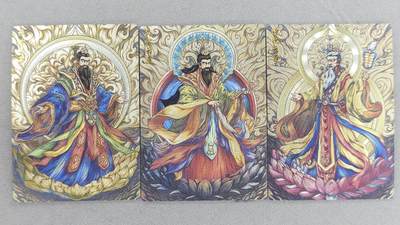 龙虎卡牌六四场 （无佣金，周六结拍，欢迎送拍） - 粗闪3张 齐卡文化 三清天尊一套