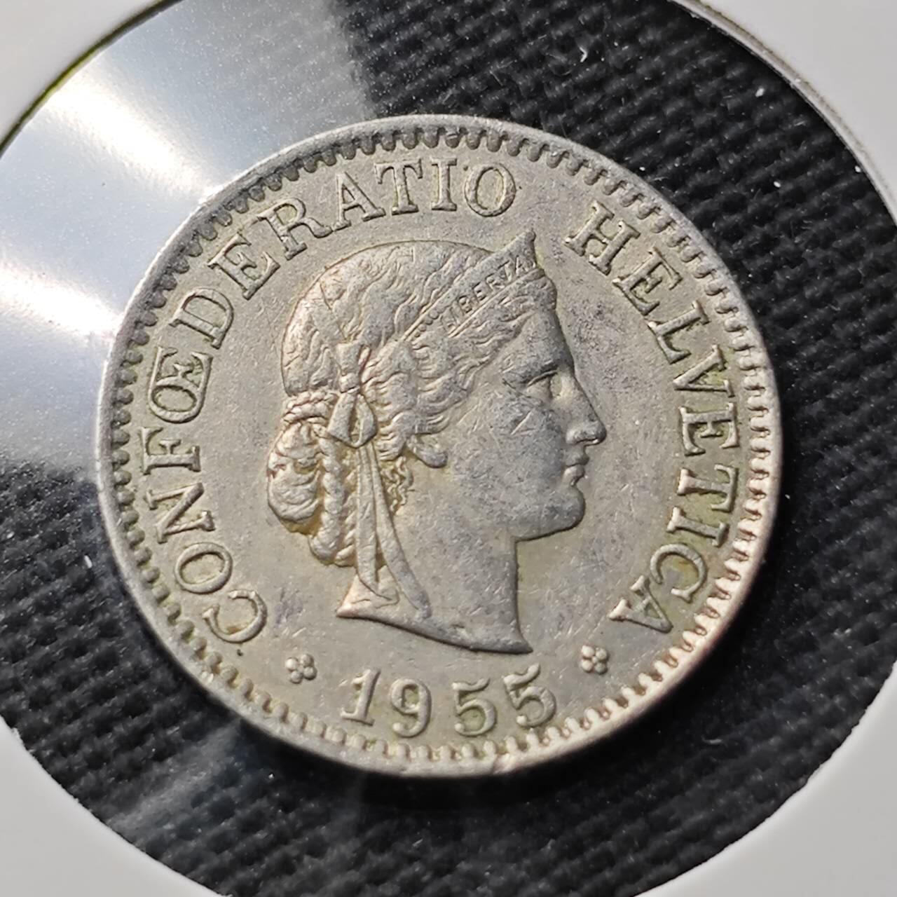 KK钱币收藏小铺  第374场  2月预留时间 周末发货  1955瑞士10分