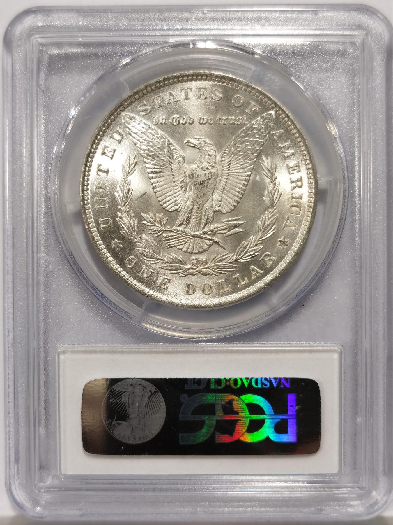 博洋堂世界钱币拍卖第147期（全场包邮） PCGS MS64 美国1888年摩根大银币，1888吉祥年，支撑角有缺未影响密封