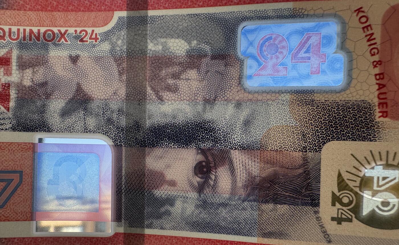 2025第25场（总第225期）：精品测试钞、纪念钞、塑料钞、连体钞综合场 版五/塑料 德国高宝Koenig&Bauer 2024年“一体化生态系统”塑料材质测试钞UNC