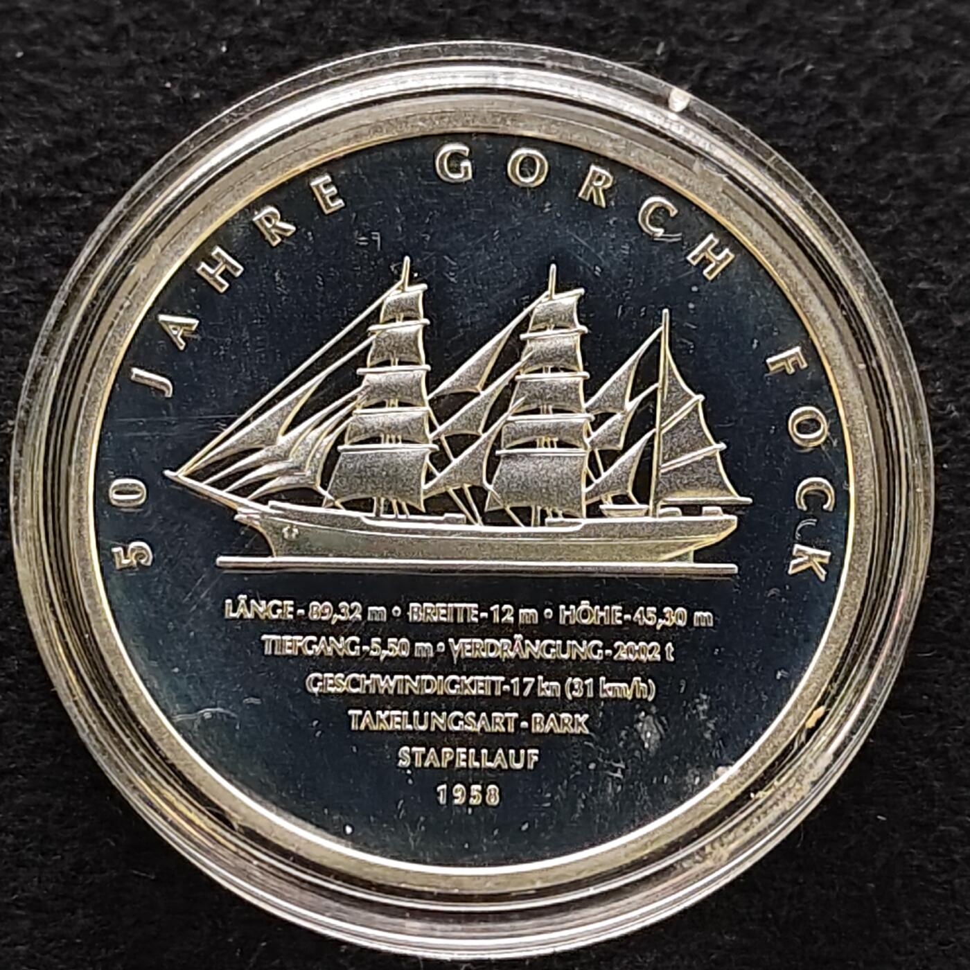 【全场包邮】纯粹捡漏拍479场（免费代拍第16场） 德国2008年10欧元戈赫·福克二号（32.5毫米18克）精制纪念银币