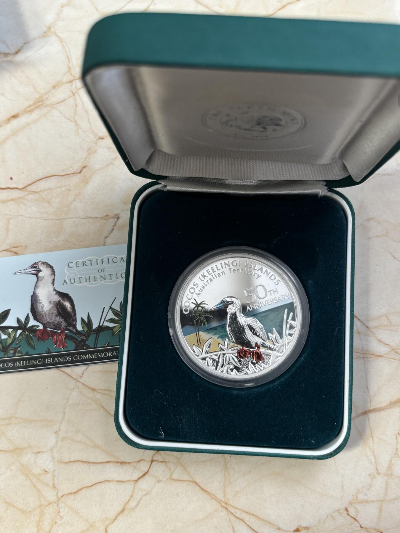 第182期拍卖 澳大利亚2005年基林科科斯领地50周年彩色银币，999银，1盎司