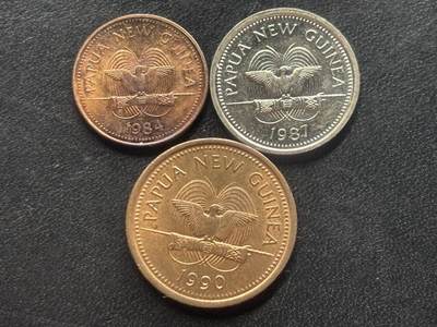 邮泉阁限时拍卖第三十六场 美洲硬币专场（硬币在国外。请付邮费6元。） - 巴布亚新几内亚3枚