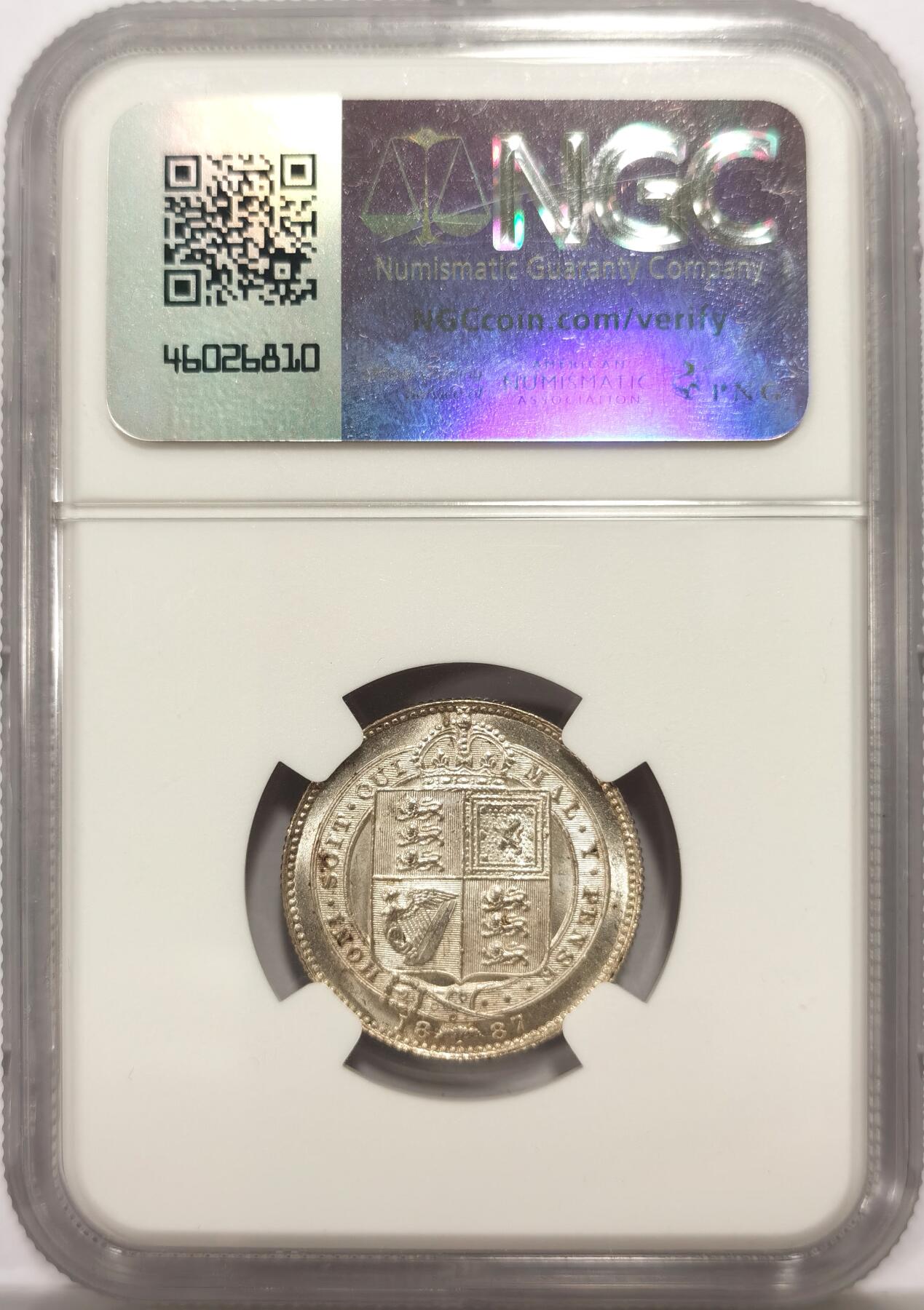 博洋堂世界钱币拍卖第147期（全场包邮） NGC MS61 英国1887年维多利亚1先令 正反都有漂亮的转光
