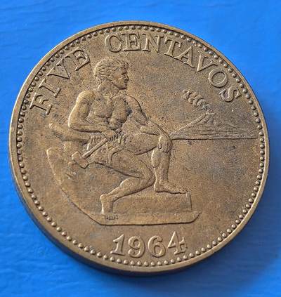 外国优质老铜币银币，周六九点倒数截拍，满百包邮，可寄存半年，喜欢朋友微信扫描二维码可直接参拍 - 菲律宾1964年5分