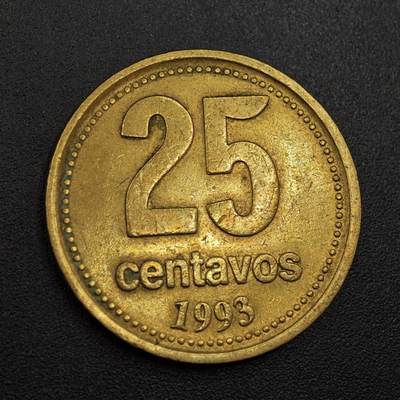 【淘币小摊】实时拍第八百一十三拍   散币场   满百包邮可预留二周 每周一统一发货   - 阿根廷1993年25分铜币