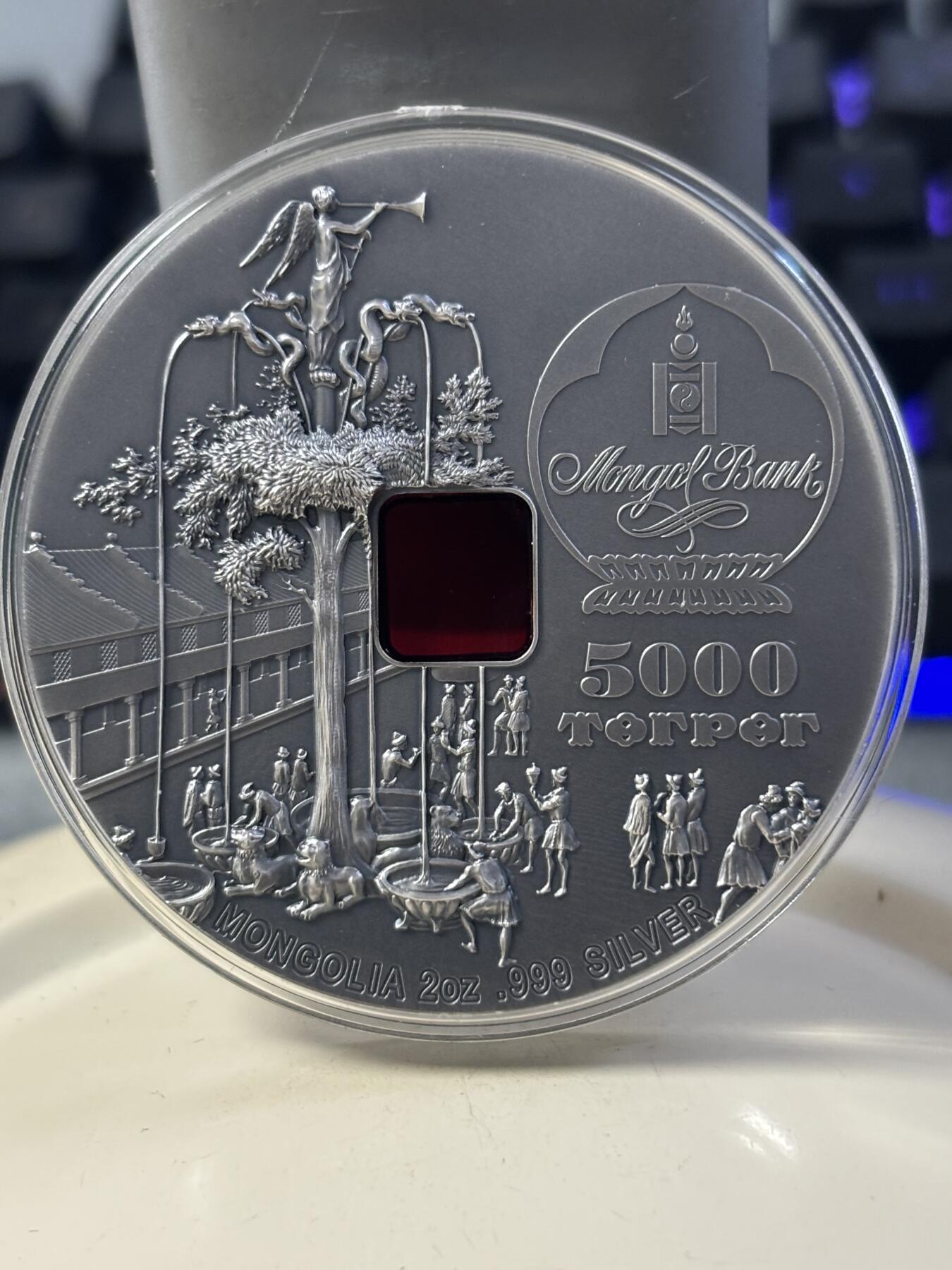 第182期拍卖 蒙古2020年成吉思汗定都哈剌和林800周年2盎司银币，999银，发行量800枚