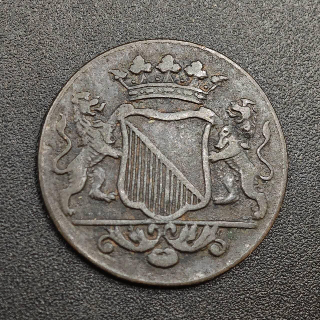 【淘币小摊】实时拍第八百零一拍   散币场   满百包邮可预留二周 每周一统一发货   荷兰乌特勒支1754年1杜伊特铜币