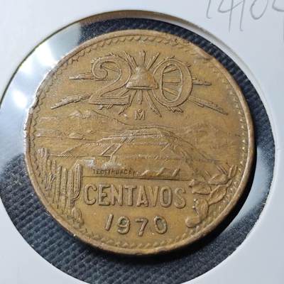 KK钱币收藏小铺  第374场  2月预留时间 周末发货 -  1970墨西哥20分铜币