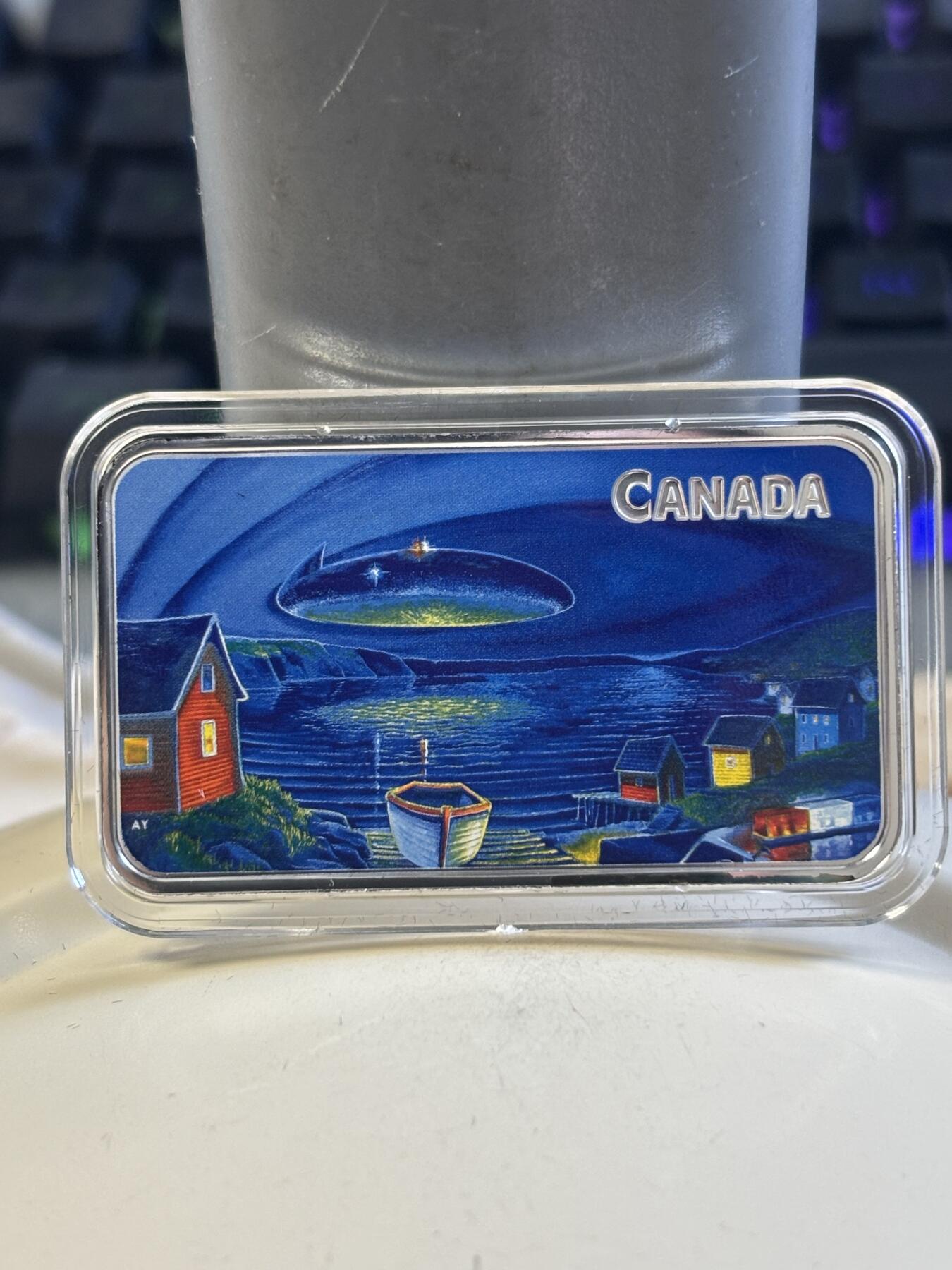 第182期拍卖 加拿大2020年UFO克拉伦维尔事件夜光纪念银币，9999银，31.56克发行5000枚