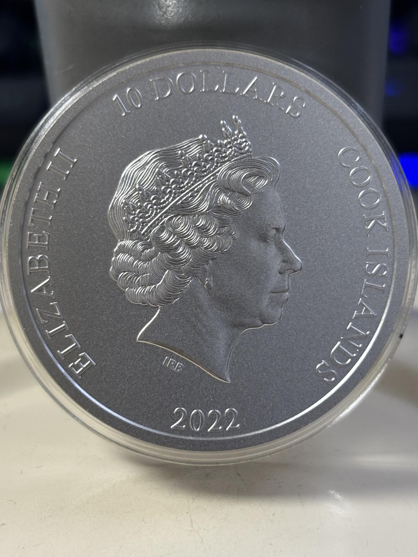 第182期拍卖 库克群岛2022年超高浮雕岩石2盎司纪念银币，999银，发行量1777枚