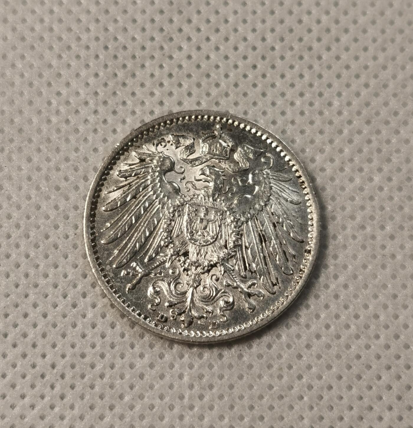 甄臻铺-世界币章拍卖（第40期）送拍享返佣金等优惠多多 UNC德国1914年长翅鹰1马克银币 车轮转光 羽毛清晰