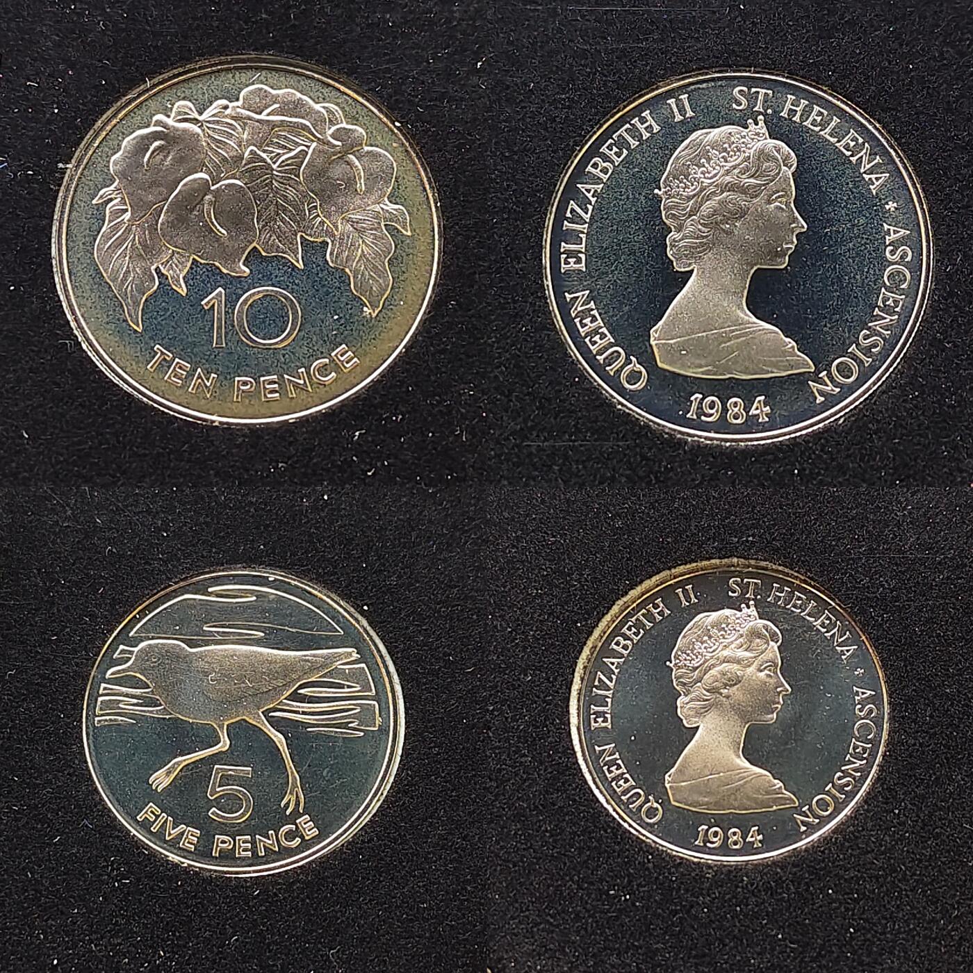 【全场包邮】纯粹捡漏拍479场（免费代拍第16场） 【稀少】圣赫勒拿和阿松森1984年官方精制套币-此套少见推测发行量2500-3000