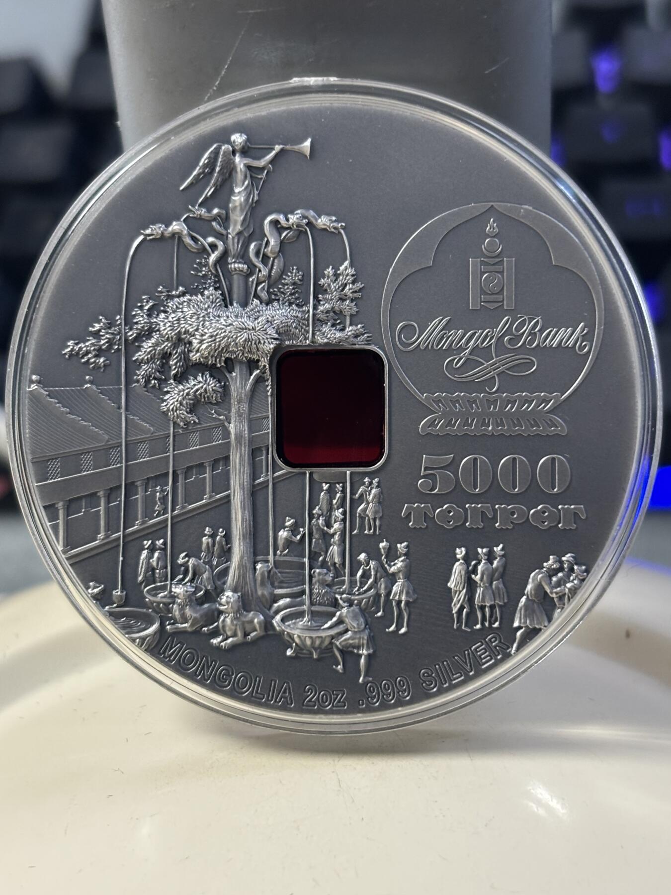 第182期拍卖 蒙古2020年成吉思汗定都哈剌和林800周年2盎司银币，999银，发行量800枚