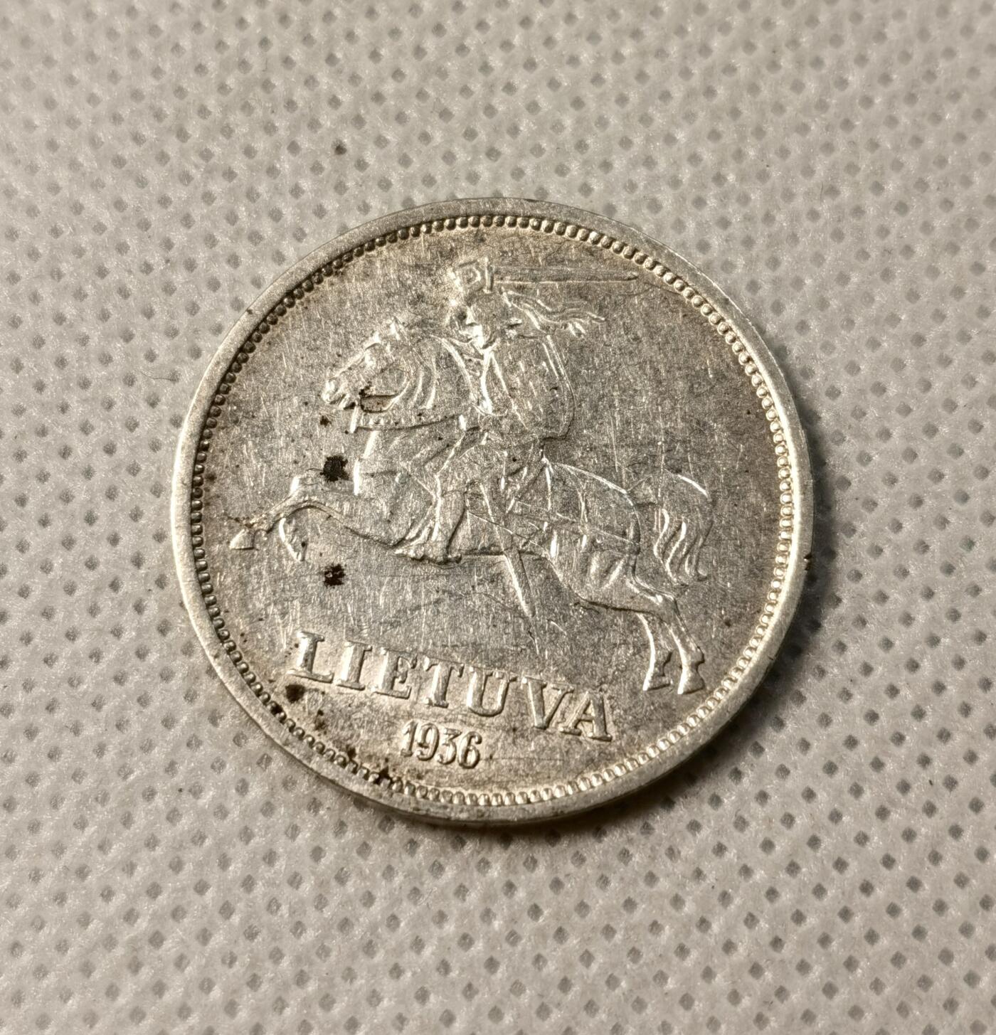 甄臻铺-世界币章拍卖（第40期）送拍享返佣金等优惠多多 少见 立陶宛1936年骑士5立特银币