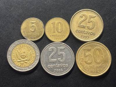 邮泉阁限时拍卖第三十六场 美洲硬币专场（硬币在国外。请付邮费6元。） - 阿根廷1990年代6枚