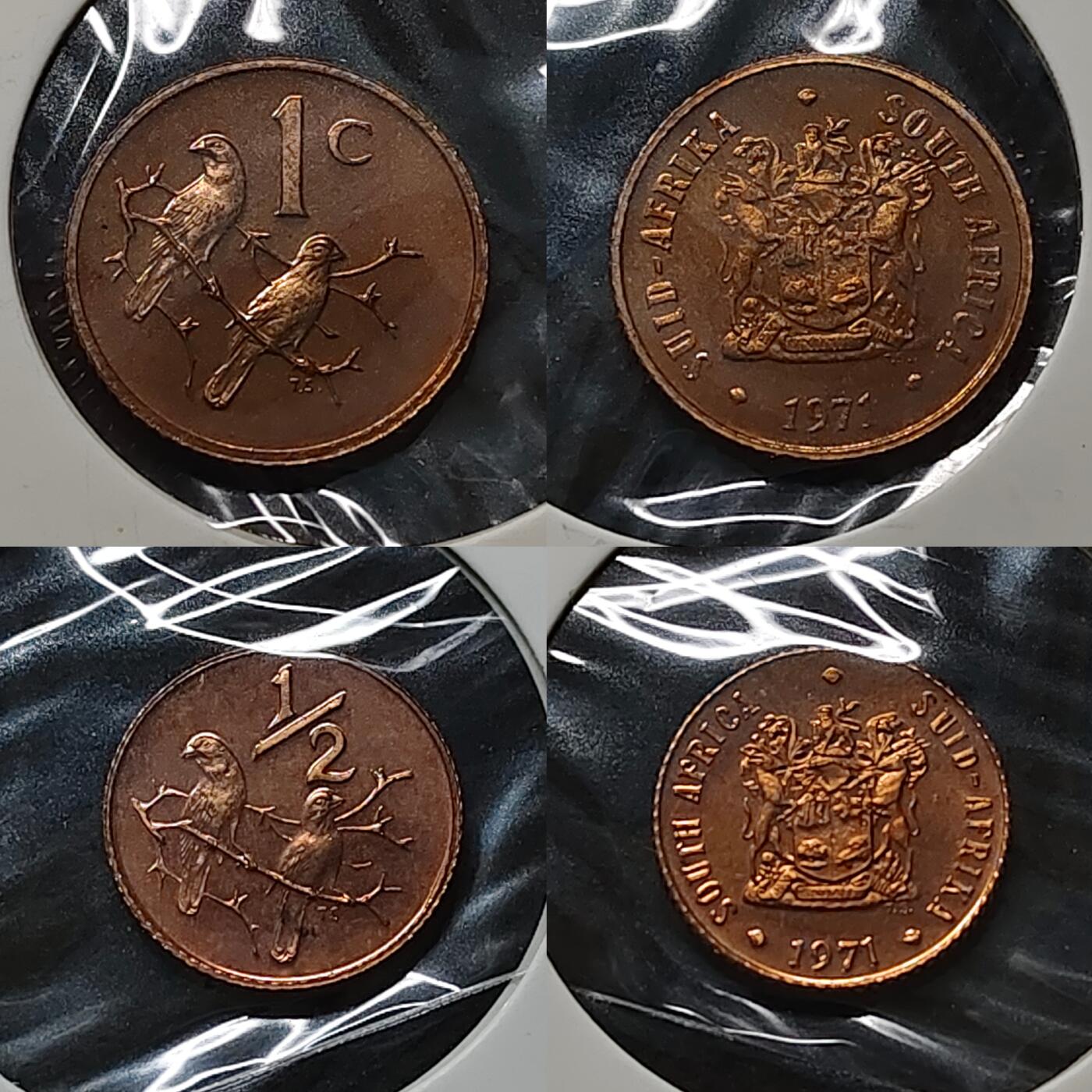 【全场包邮】纯粹捡漏拍479场（免费代拍第16场） 【少见】南非1971年官方精制套币-含1兰特精制银币-量5000